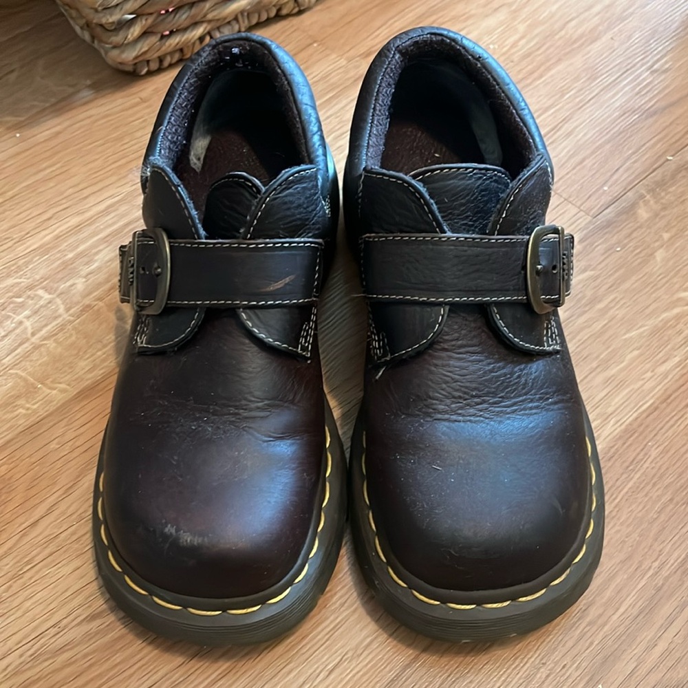 Dr. Martens 3A78 Dark Brown Leather Monk Strap Y2K Chunky Y2K Platform Oxford